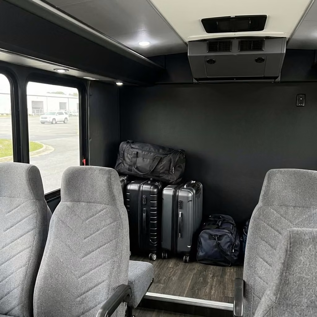 crown point 15 passenger minibus luggage area