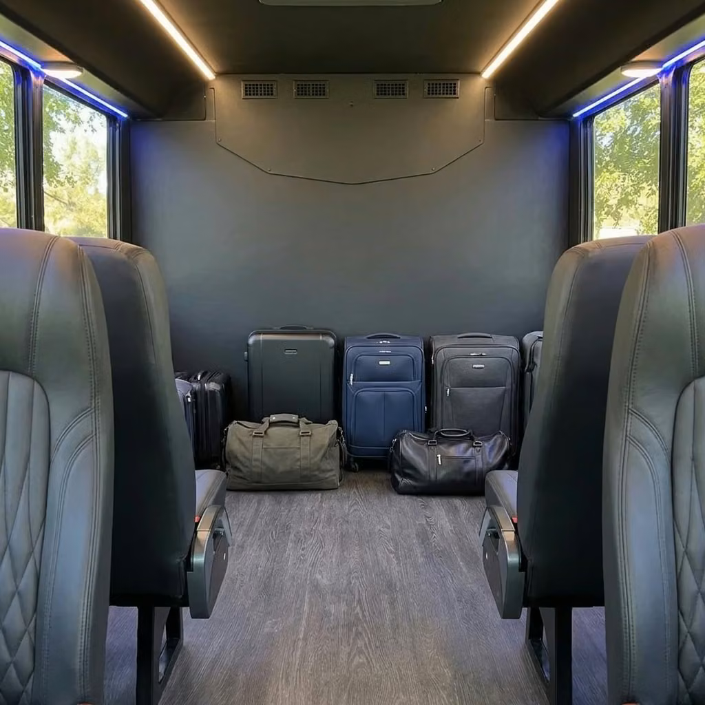 crown point 20 passenger minibus luggage area