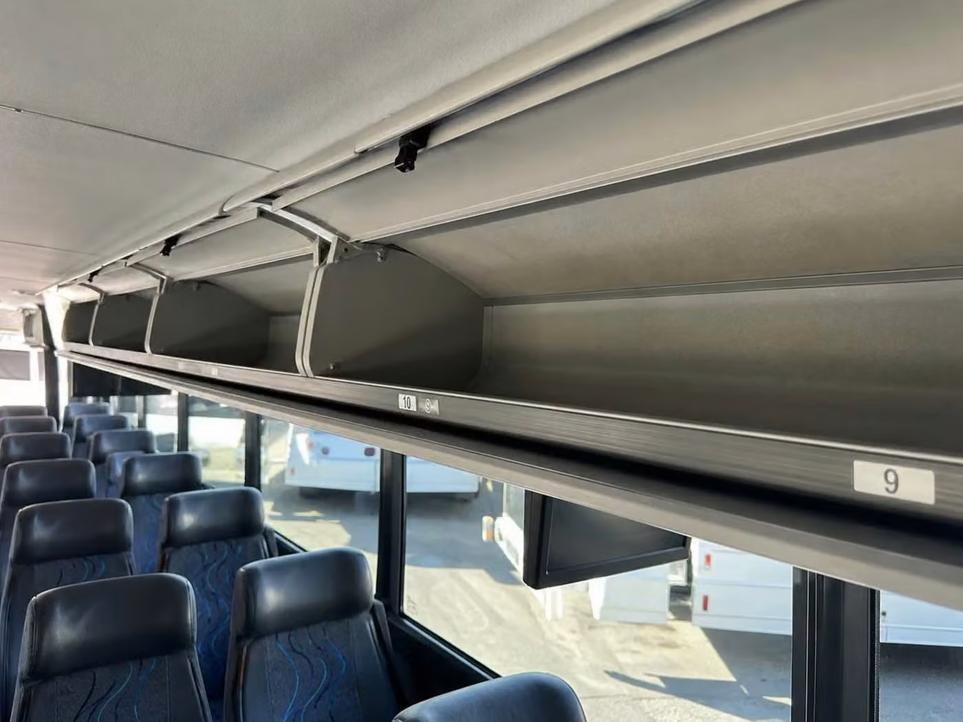 crown point 28 passenger minibus overhead storage