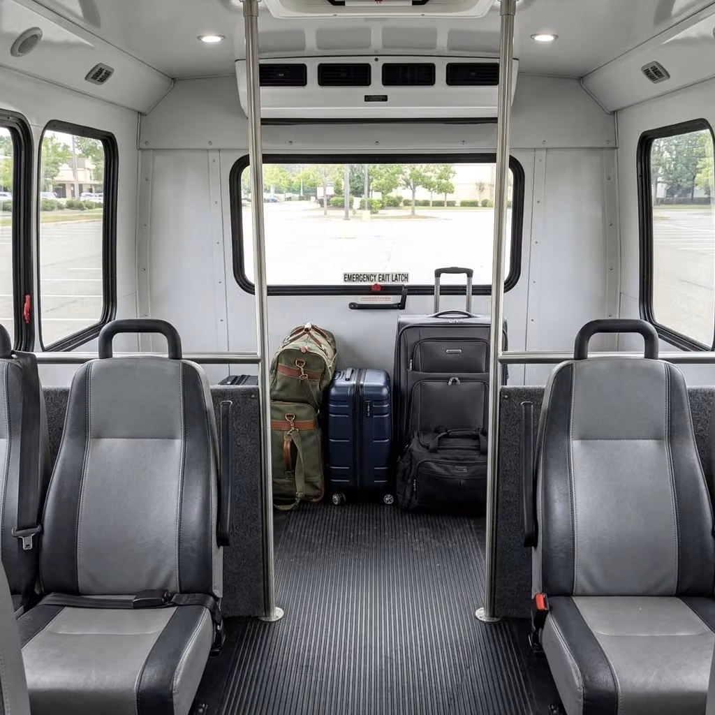 crown point 30 passenger minibus luggage area