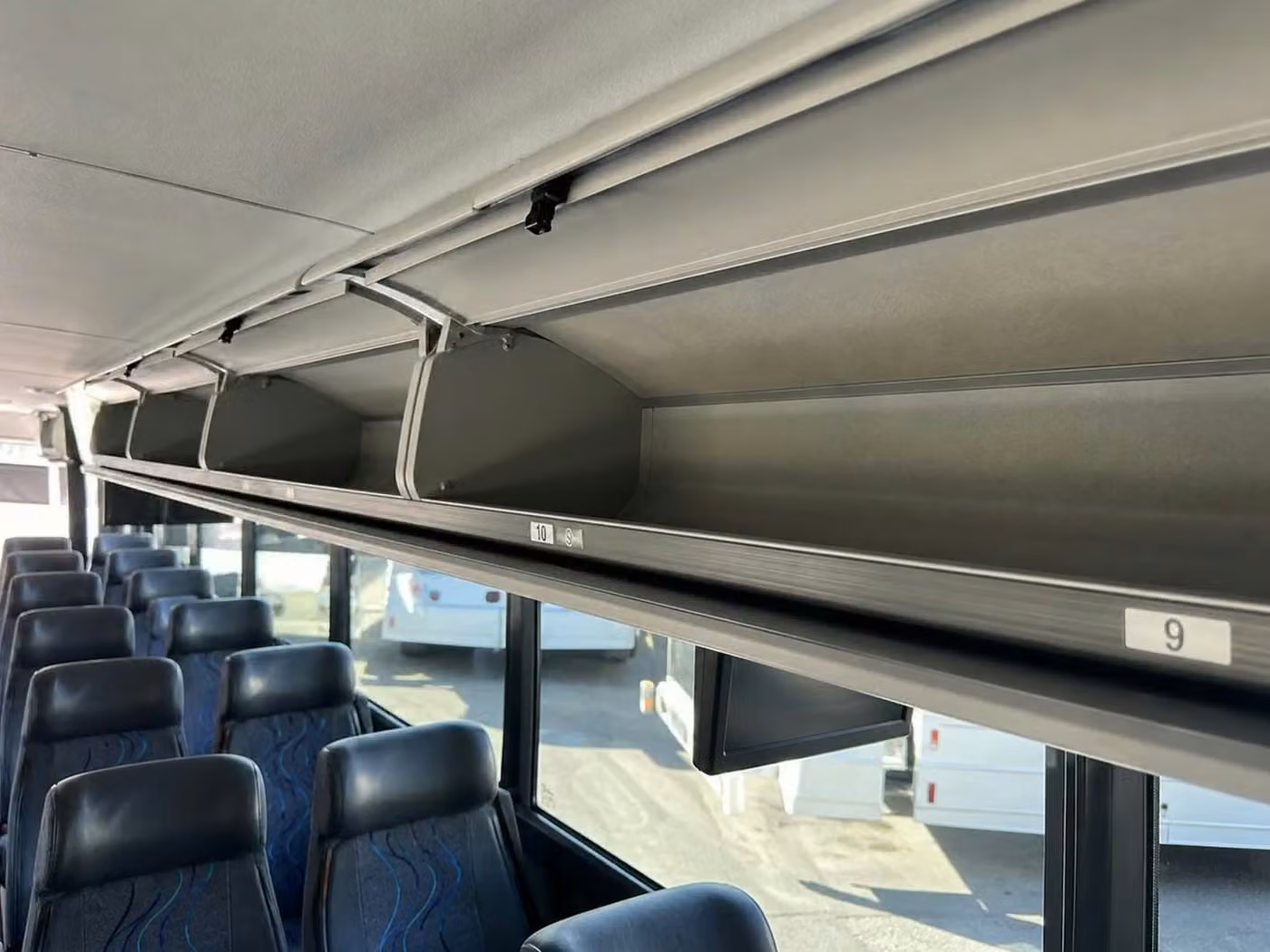 crown point 35 passenger minibus overhead storage