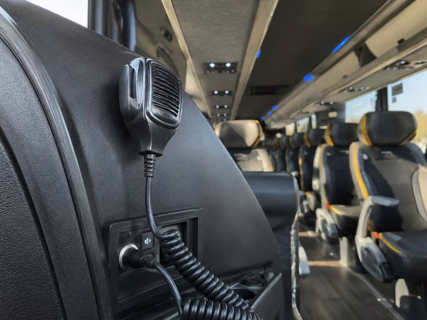 crown point 56 passenger charter bus pa system