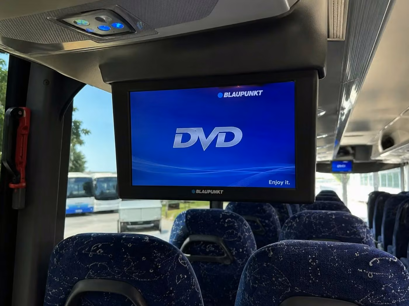 crown point 56 passenger charter bus tvs