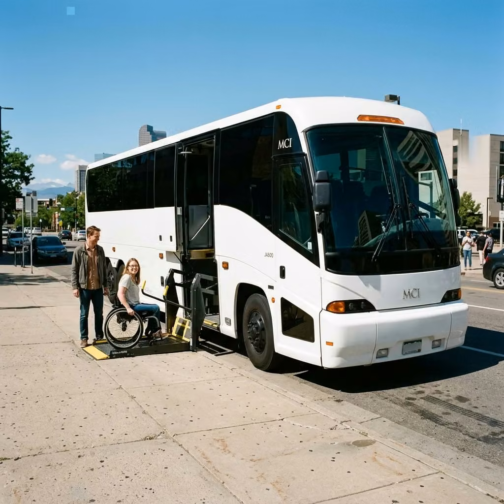 crown point 56 passenger charter bus wheelchair lift
