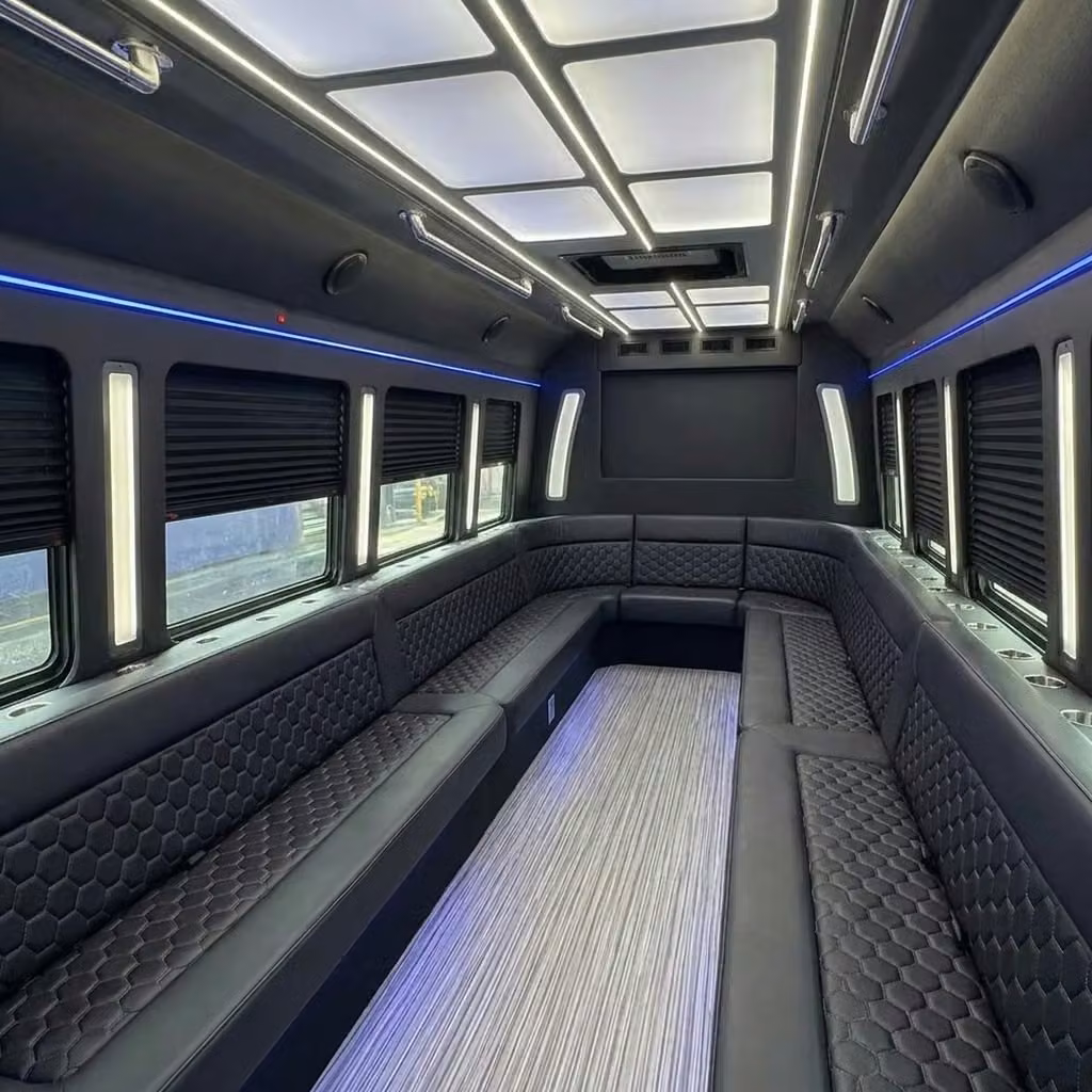 crown point party bus wraparound seating
